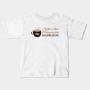 Capturing Dreams: Coffee & Photographer Kids T-Shirt